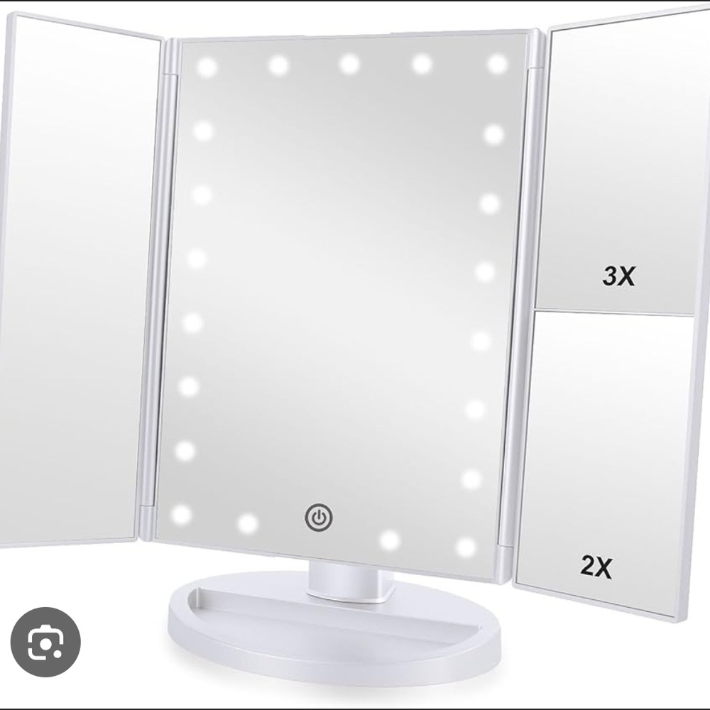 Tri-Fold LED Vanity Mirror - White